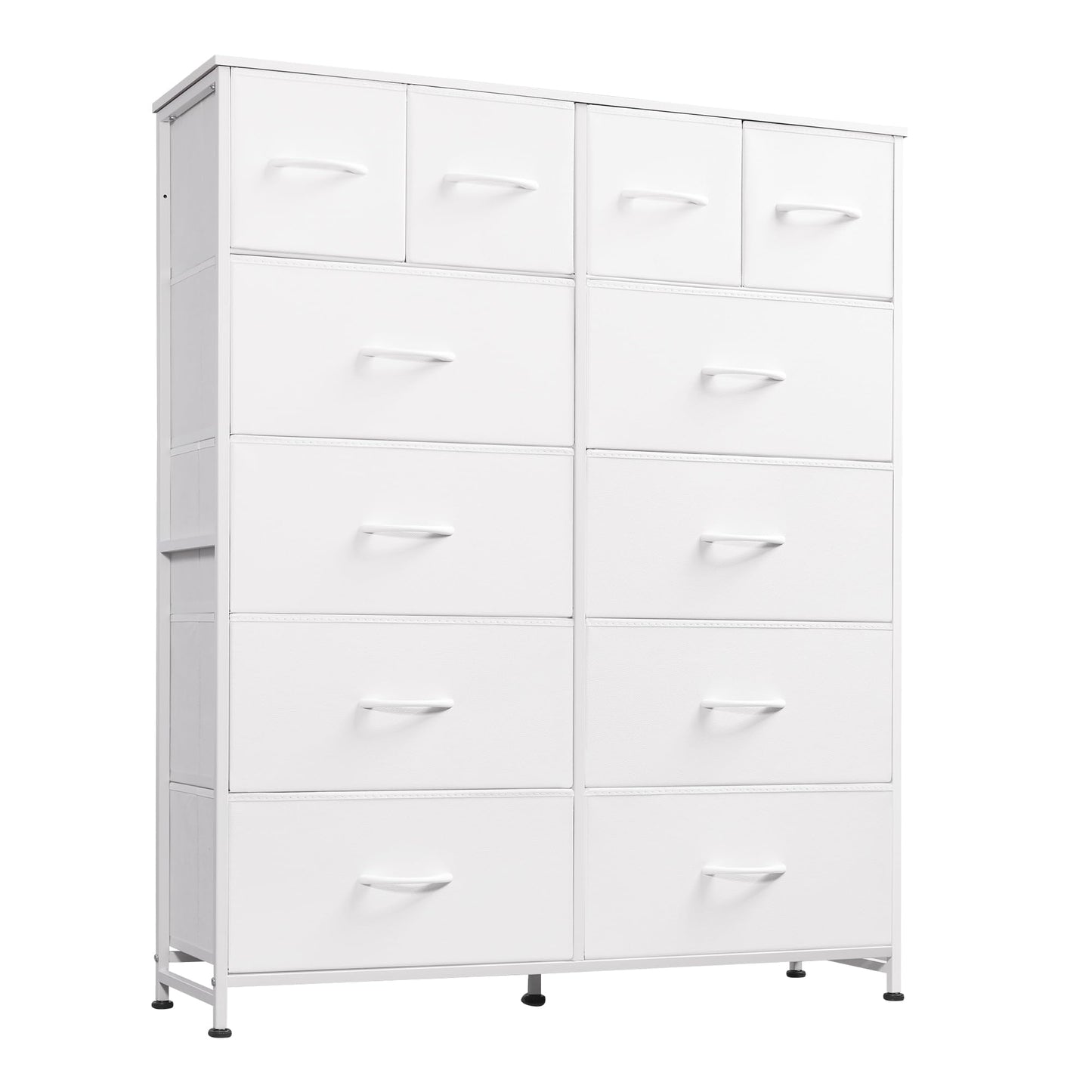 WLIVE Tall Dresser for Bedroom with 12 Drawers, Dressers & Chests of Drawers, Fabric Dressers for Closet, Storage Dresser Organizer with Steel Frame, Wood Top, Rustic Brown Wood Grain Print