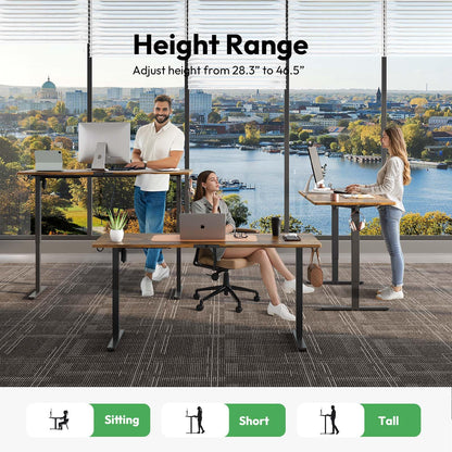 Large Electric Standing Desk,55x28 Inches Adjustable Height Stand up Desk, Sit Stand Home Office Desk, 3 Preset Heights,Equipped with Hooks,Ergonomic Computer Desk Workstation，Brown