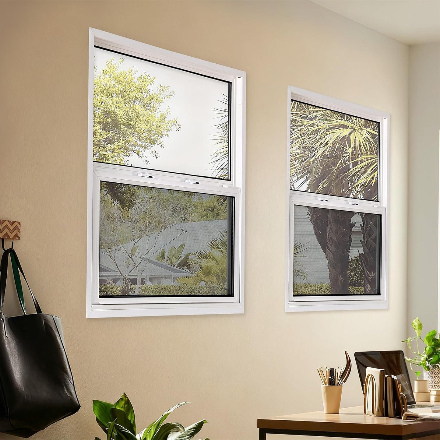 Vinyl Single Hung Sliding Window, 24" x 36" Household Window with Double-Pane Insulated Tempered Glass, White Energy-Efficient Soundproof Window for House, Mobile Home