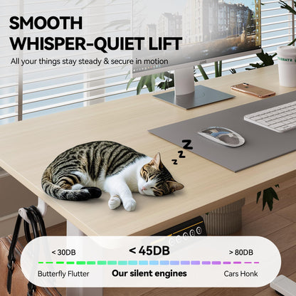 Large Electric Standing Desk,55x28 Inches Adjustable Height Stand up Desk, Sit Stand Home Office Desk, 3 Preset Heights,Equipped with Hooks,Ergonomic Computer Desk Workstation，Brown