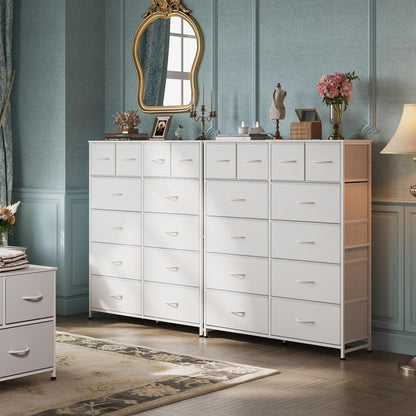 WLIVE Tall Dresser for Bedroom with 12 Drawers, Dressers & Chests of Drawers, Fabric Dressers for Closet, Storage Dresser Organizer with Steel Frame, Wood Top, Rustic Brown Wood Grain Print