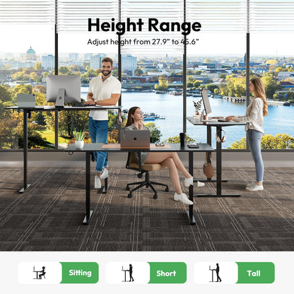 Large Electric Standing Desk,55x28 Inches Adjustable Height Stand up Desk, Sit Stand Home Office Desk, 3 Preset Heights,Equipped with Hooks,Ergonomic Computer Desk Workstation，Brown